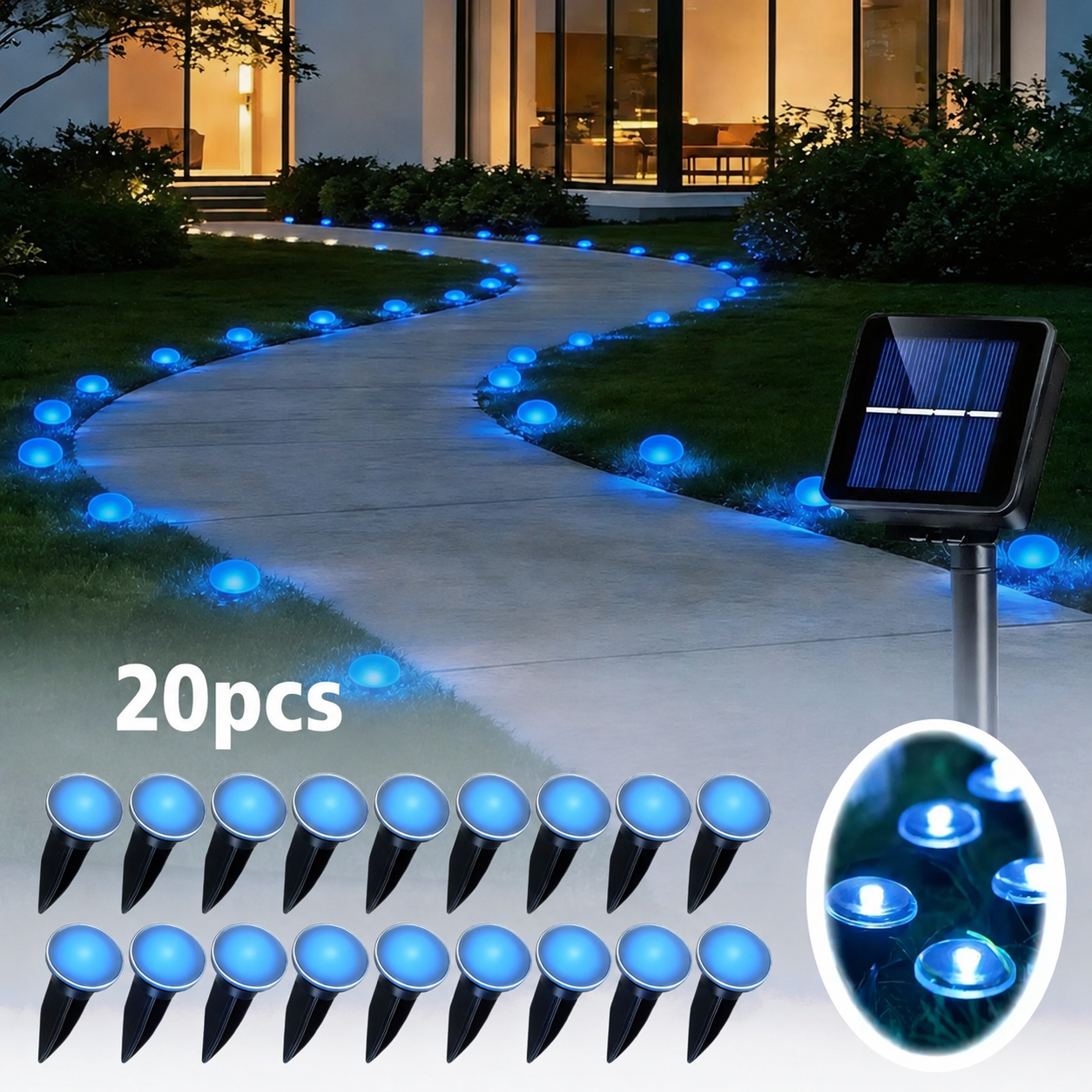 20PCS Solar Garden Lights – Waterproof LED Pathway Lights for Yard & Lawn