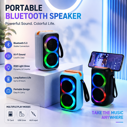 Portable Bluetooth Speaker with RGB Lighting