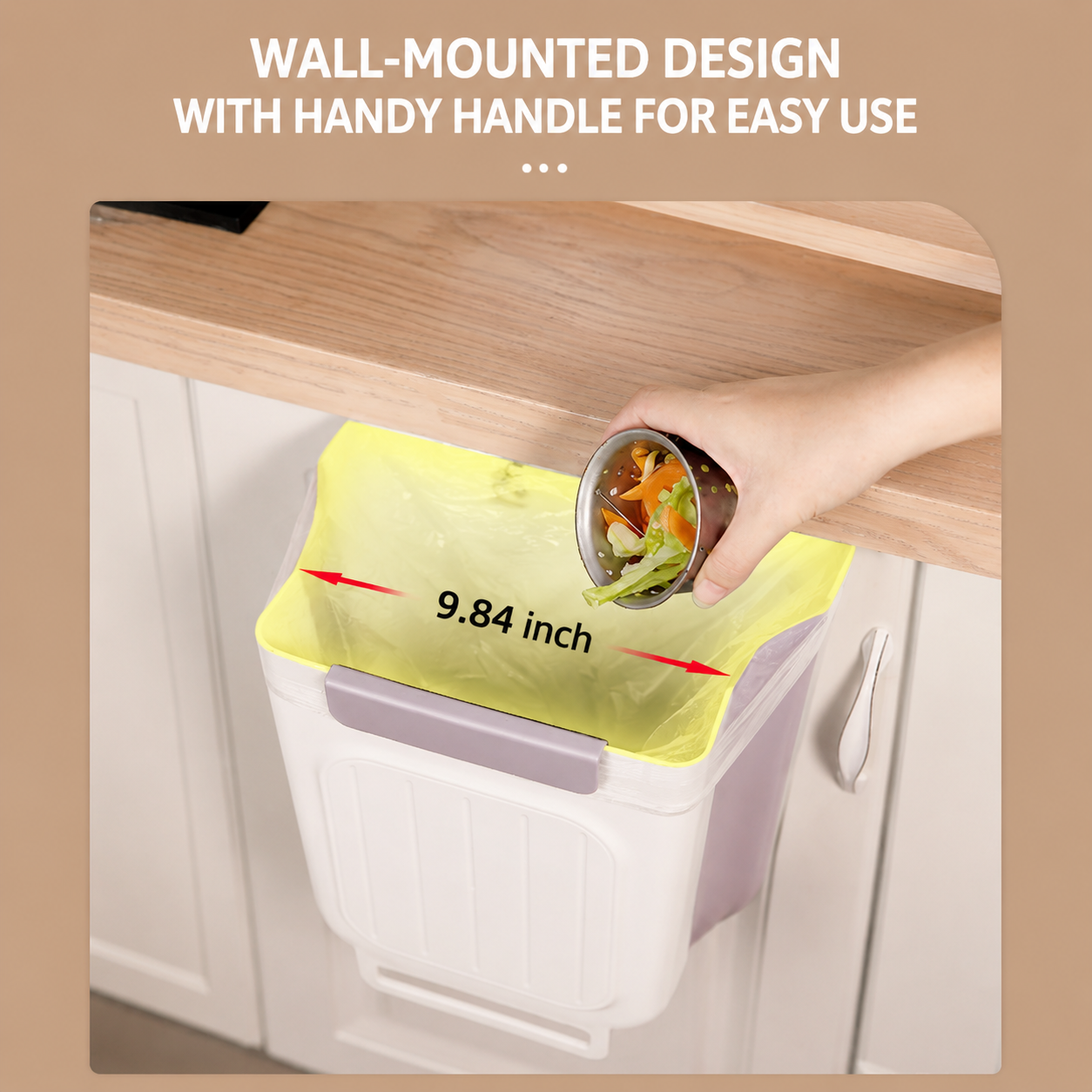 Wall-mounted trash can for home cabinets