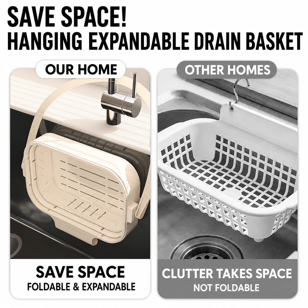 Simple Hanging Telescopic Drain Basket for Home and Kitchen