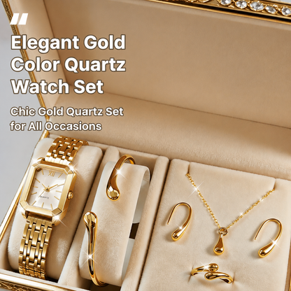Elegant Quartz Watch and Jewelry Set