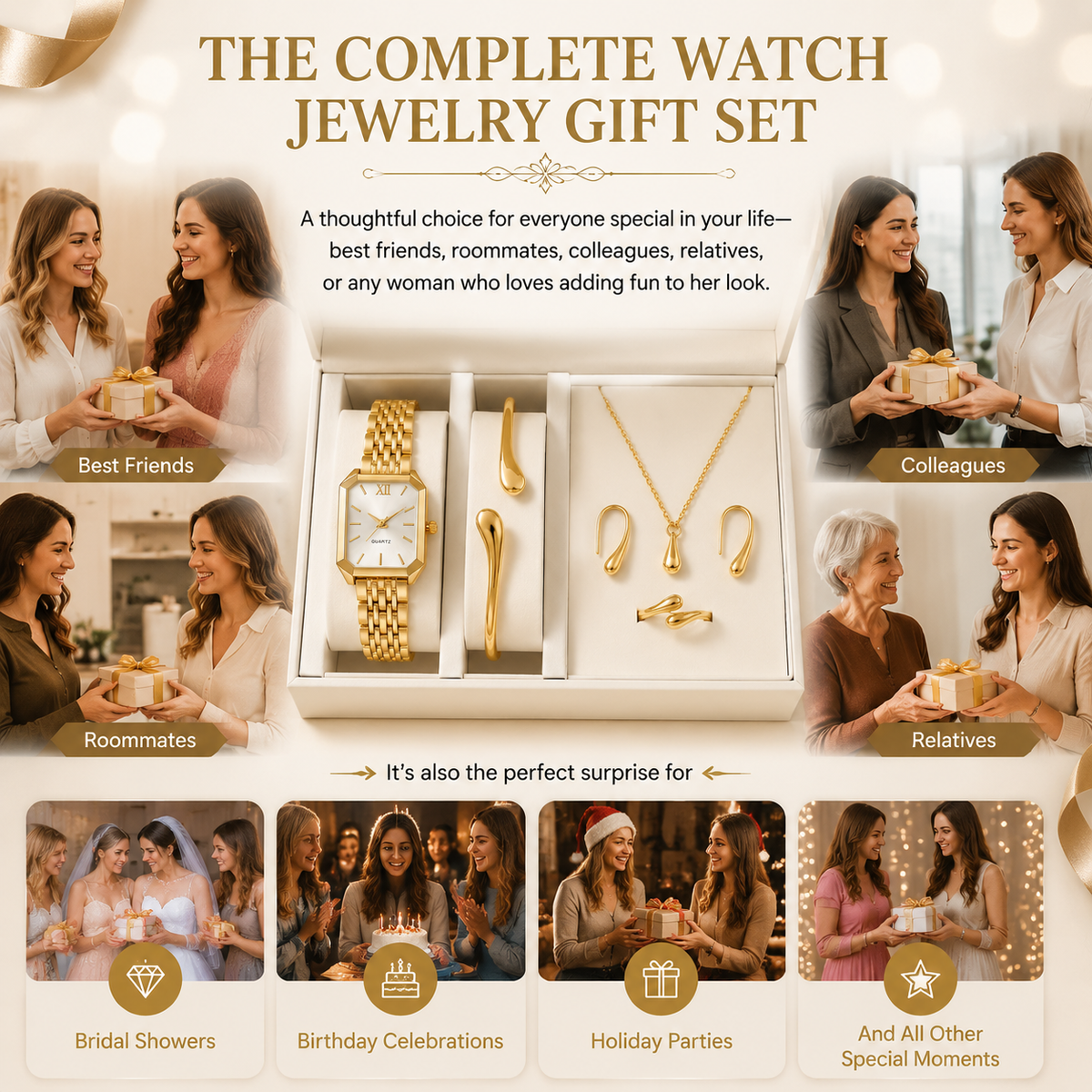 Elegant Quartz Watch and Jewelry Set