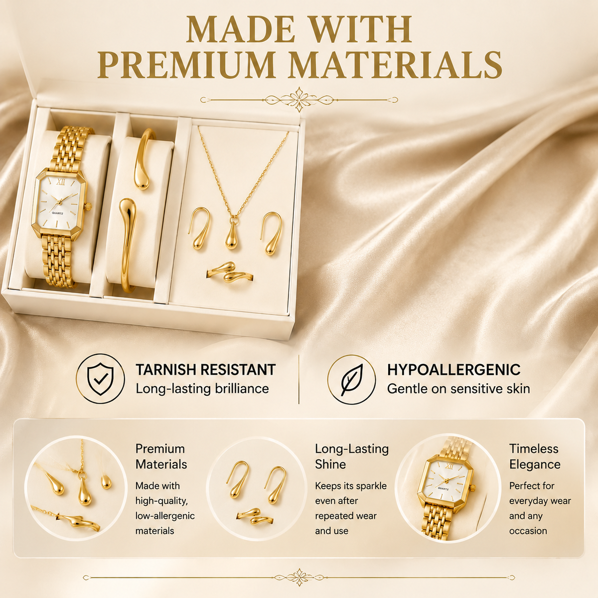 Elegant Quartz Watch and Jewelry Set