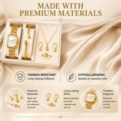 Elegant Quartz Watch and Jewelry Set