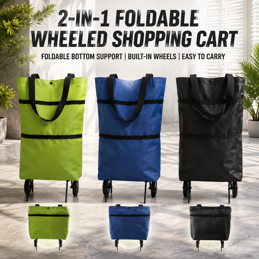 2-in-1 Foldable Shopping Cart with Wheels