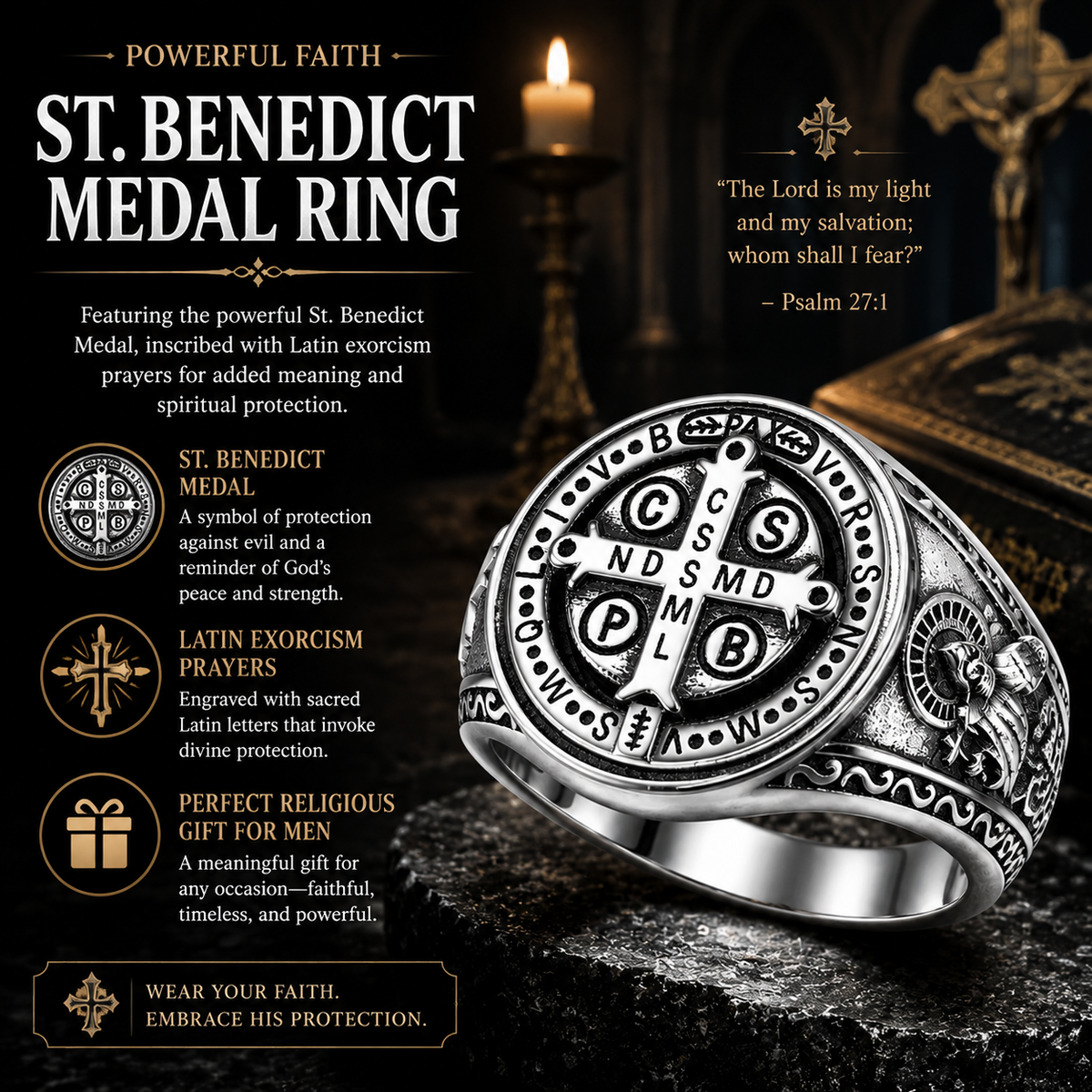 Saint Benedict Protection Ring – A Meaningful Symbol of Faith & Strength