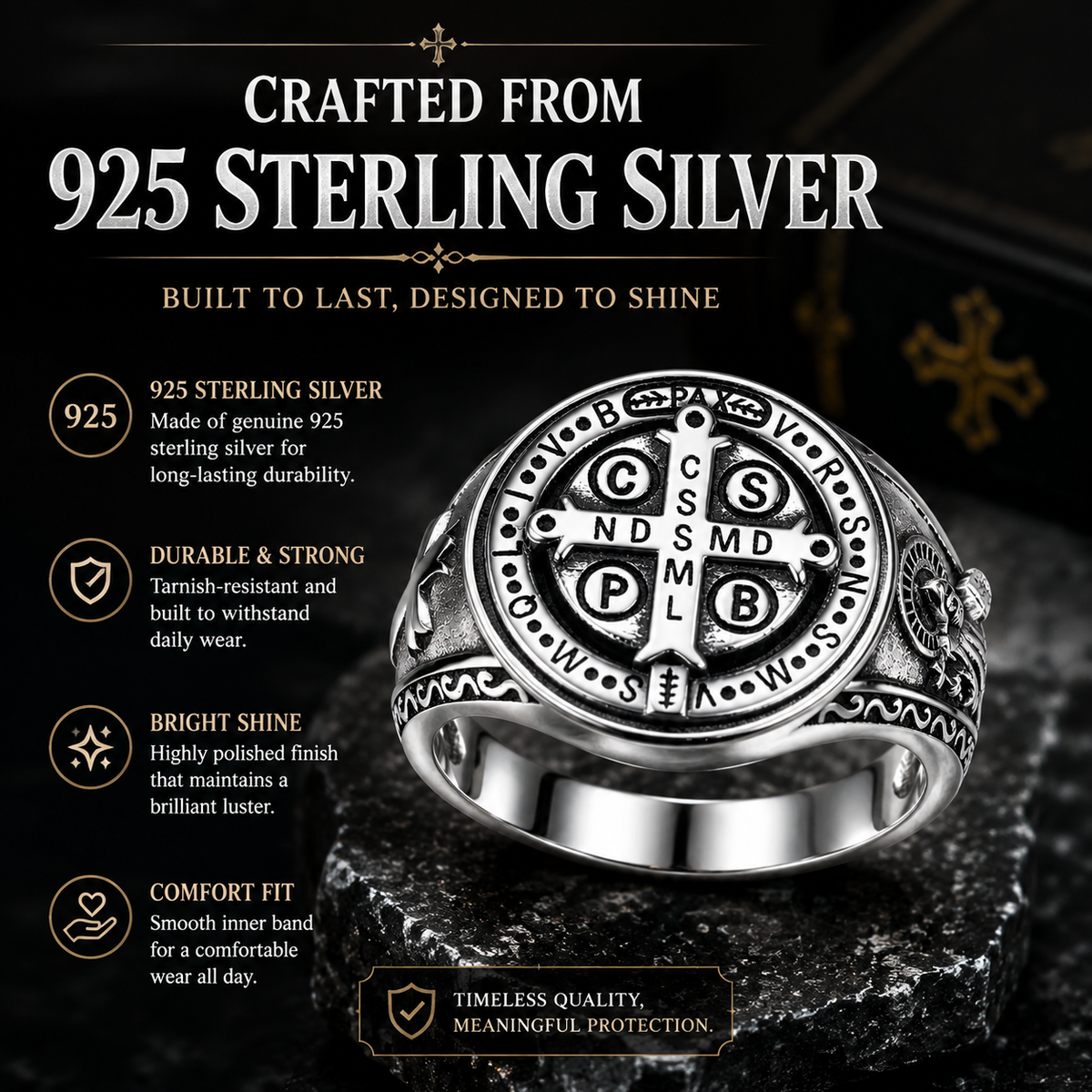 Saint Benedict Protection Ring – A Meaningful Symbol of Faith & Strength