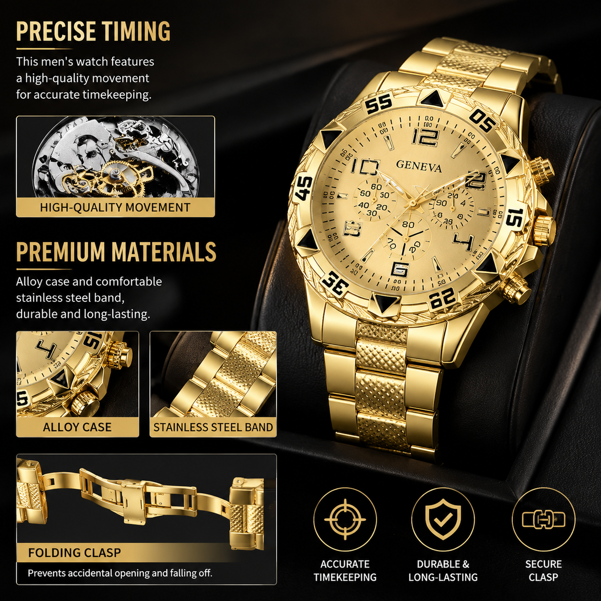 Men's 4-Piece Watch and Jewelry Set