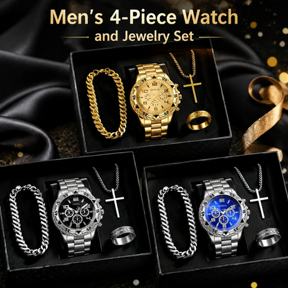Men's 4-Piece Watch and Jewelry Set