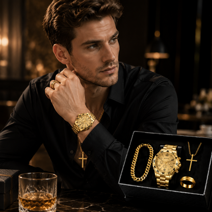 Men's 4-Piece Watch and Jewelry Set