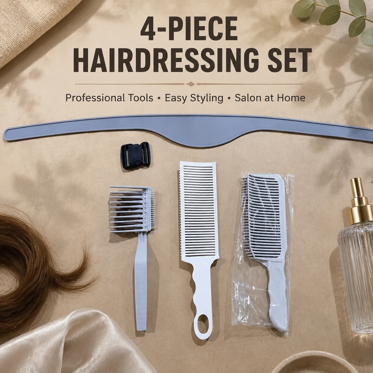 4-Piece Self Haircut Trimming Set with Adjustable Silicone Guide Band