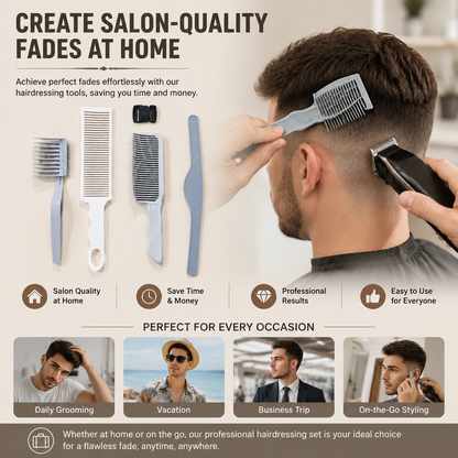 4-Piece Self Haircut Trimming Set with Adjustable Silicone Guide Band