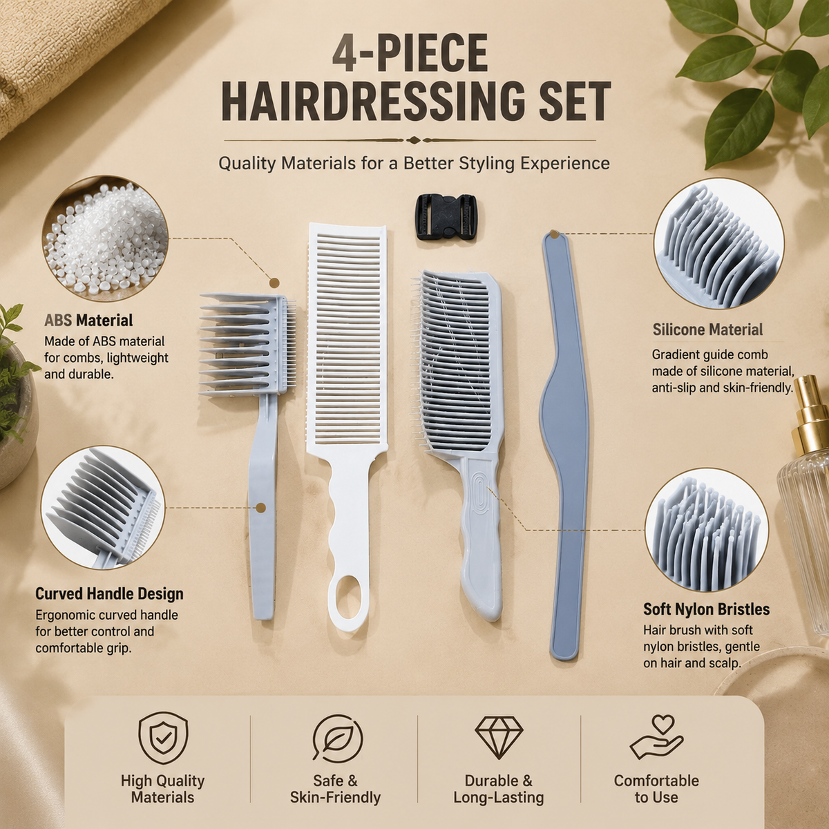 4-Piece Self Haircut Trimming Set with Adjustable Silicone Guide Band