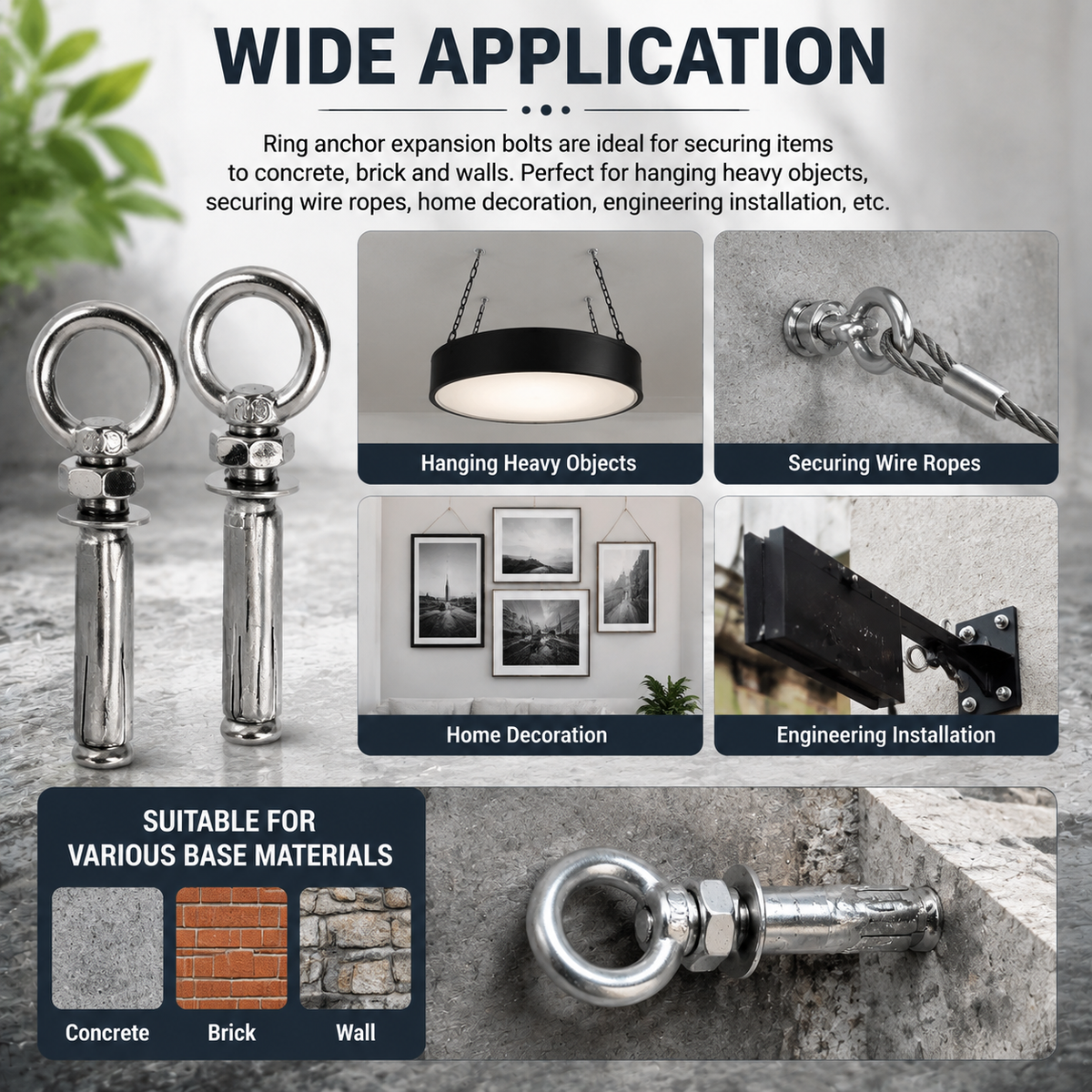 2 Pcs Eye-Bolt Expansion Anchors