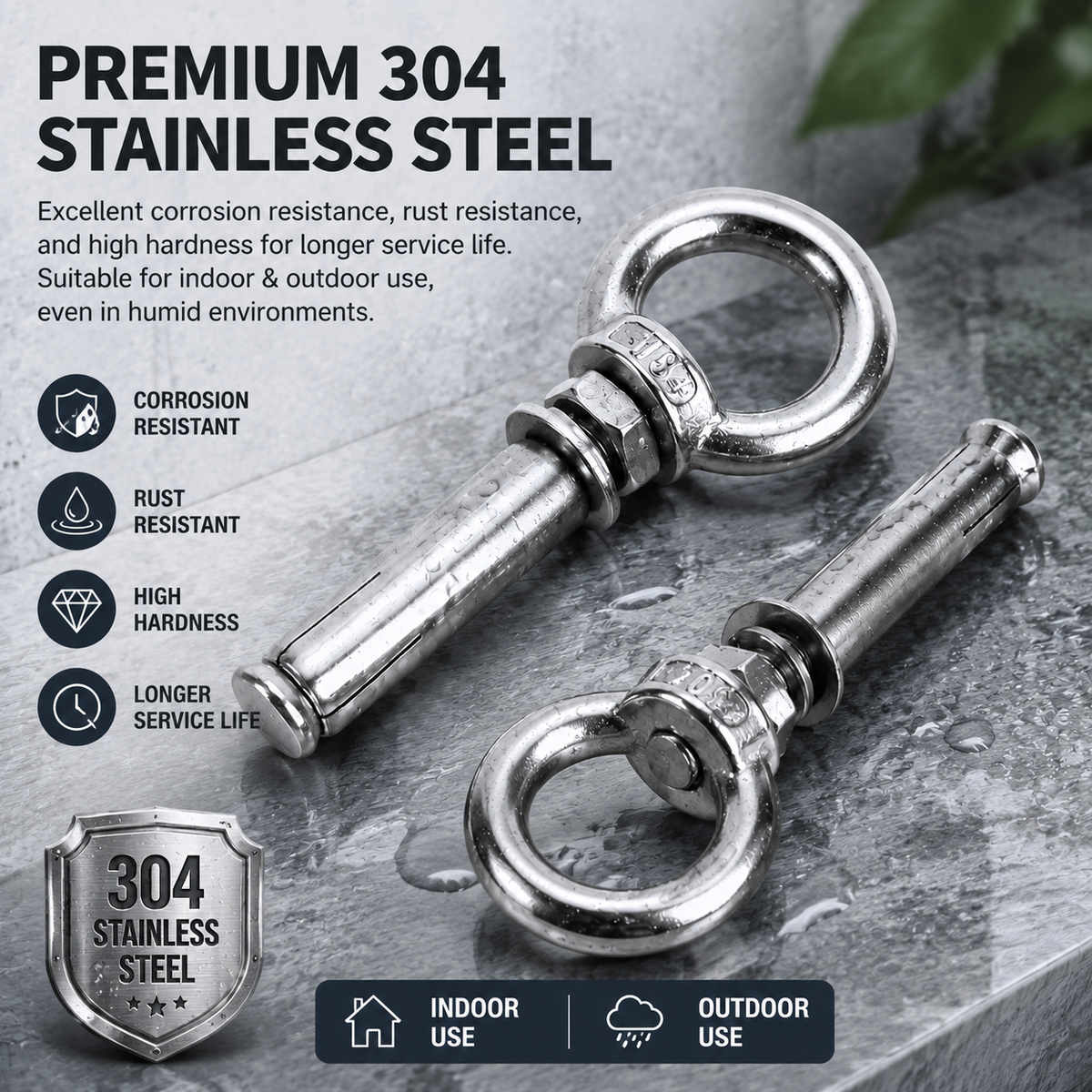 2 Pcs Eye-Bolt Expansion Anchors