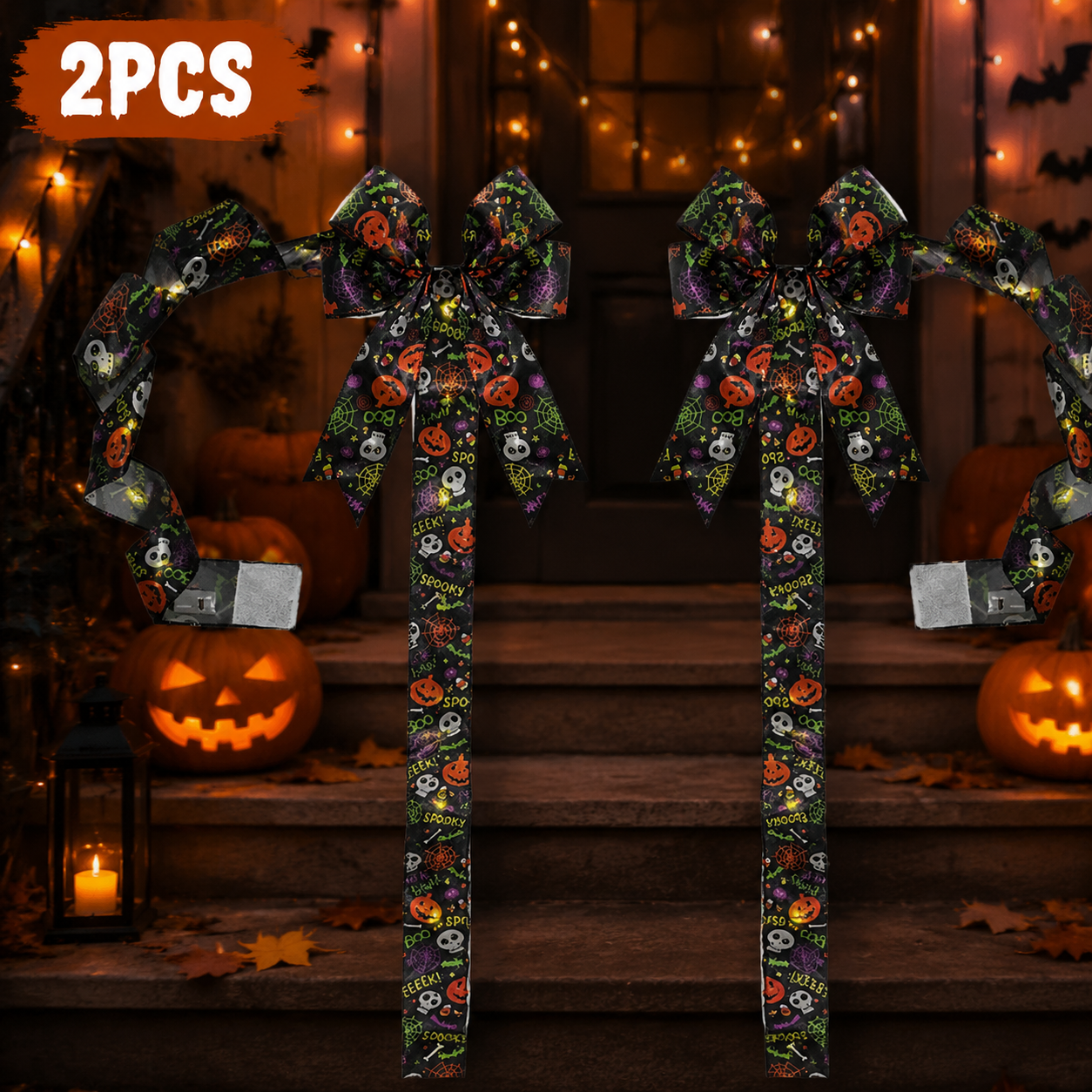 2PCS Halloween LED Light-Up Bow