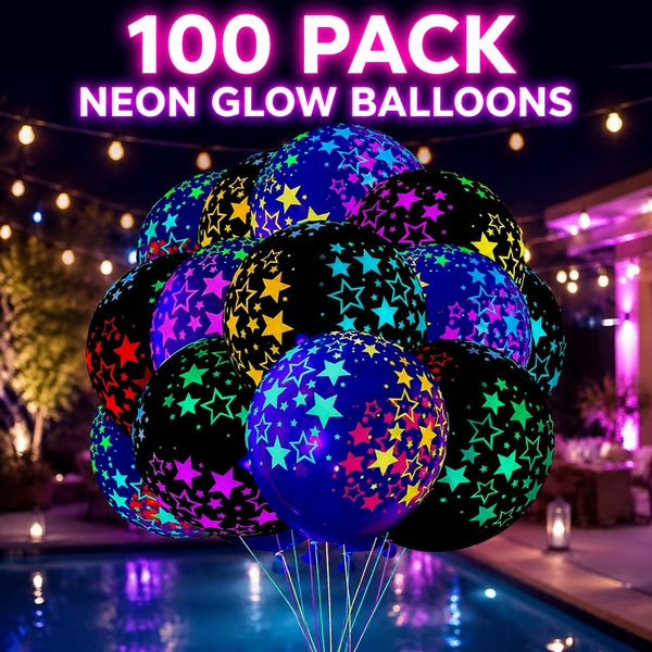 Pack of 100 Neon Glow Balloons