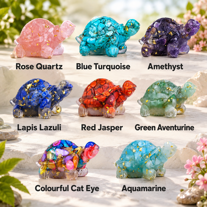 8PCS Natural Crystal Healing Stone Sea Turtle Ornament