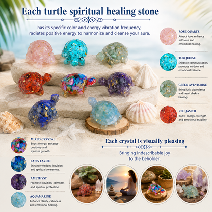 8PCS Natural Crystal Healing Stone Sea Turtle Ornament