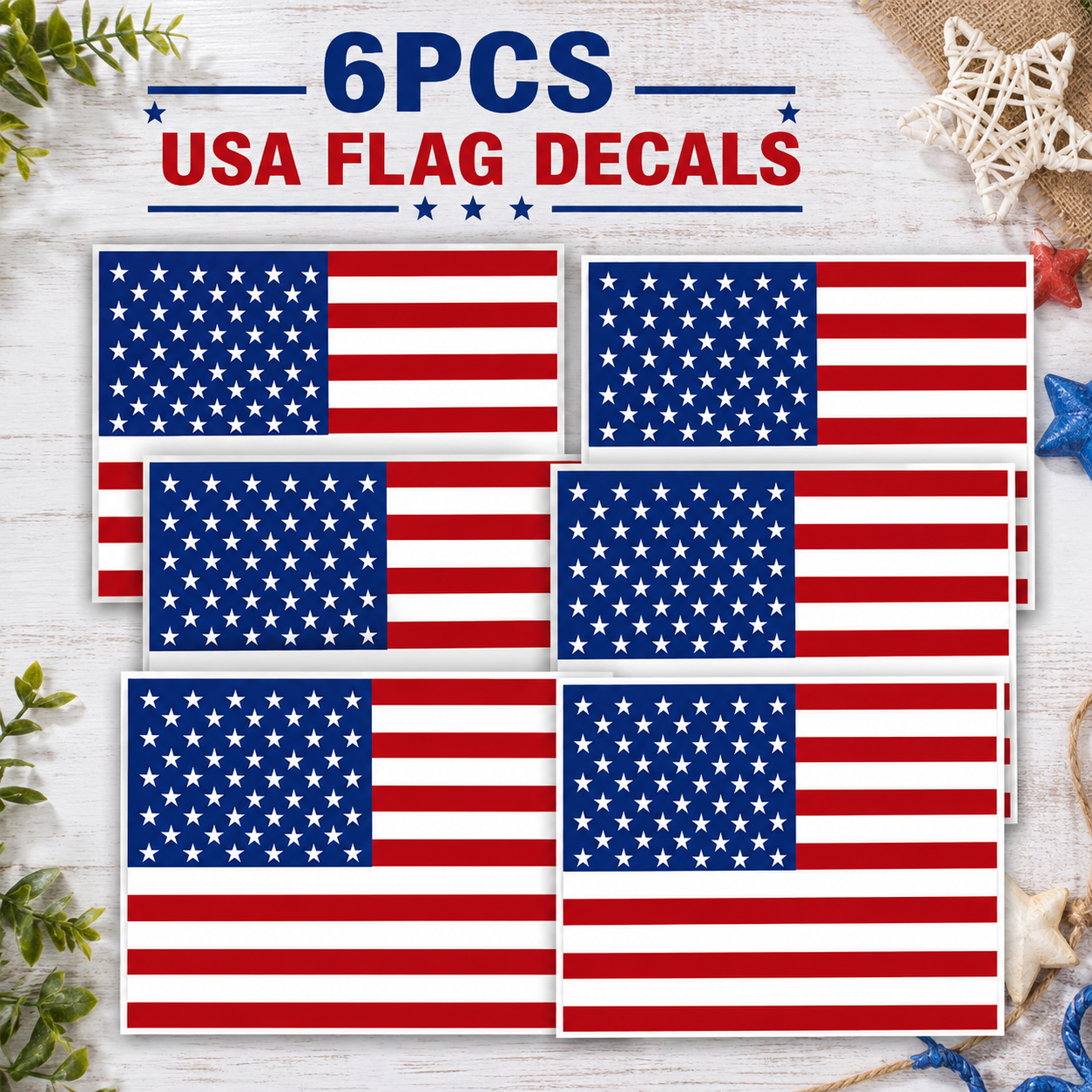6PCS American Flag Stickers - Made of 3M Vinyl