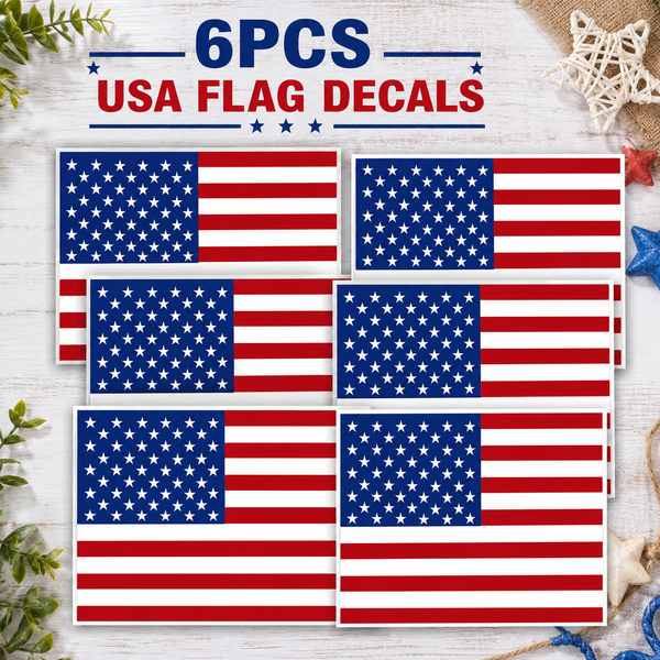 6PCS American Flag Stickers - Made of 3M Vinyl