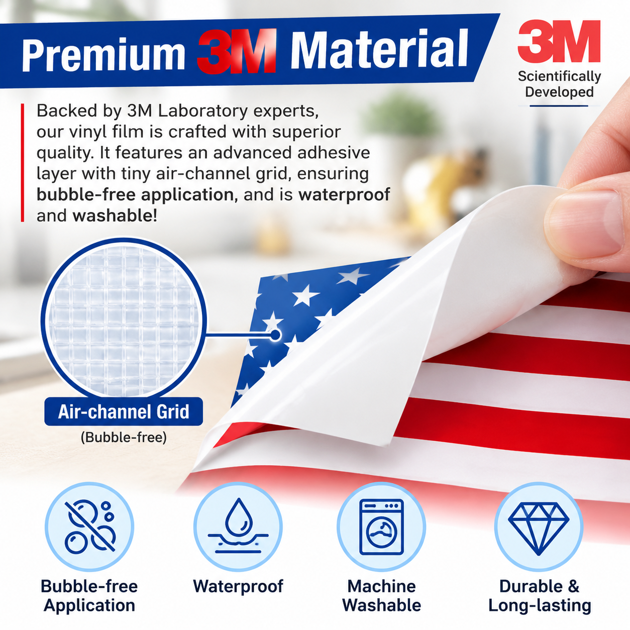6PCS American Flag Stickers - Made of 3M Vinyl