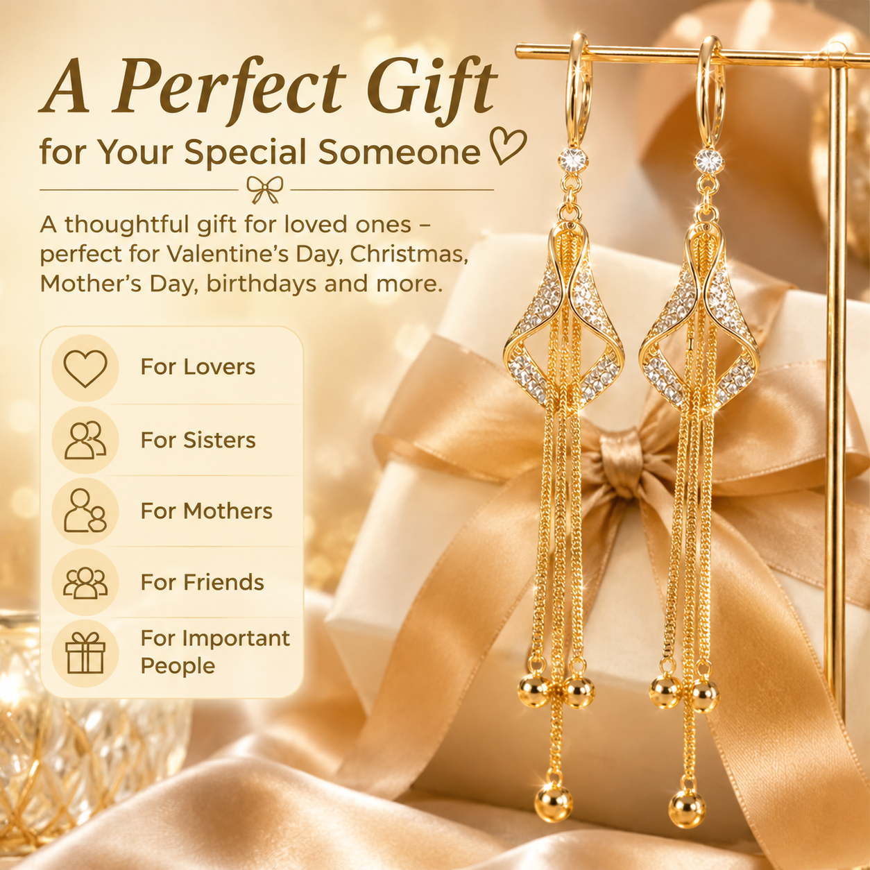 Elegant Korean Fashion Geometric Rhombus Long Tassel Earrings for Women