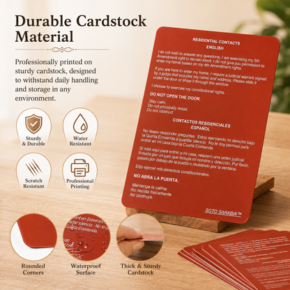 4PCS Constitutional Rights Card in English and Spanish