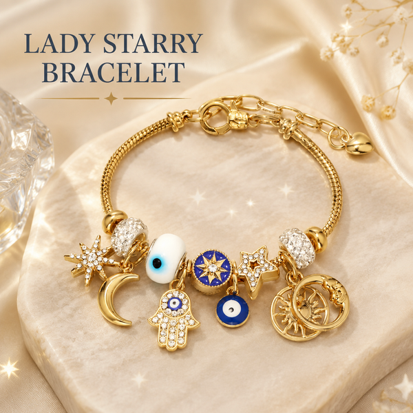 Celestial Charm Bracelet for Women | Moon, Hamsa Hand, Evil Eye & Tree of Life Charms