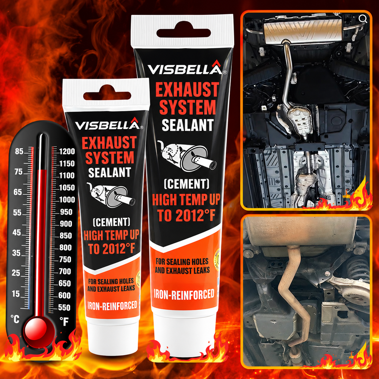 Non-Slumping Auto Exhaust System Sealant - Professional Car Repair Tool for Muffler