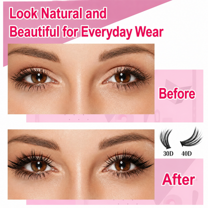 Natural Lash Clusters Kit,Wispy Individual Lashes for Daily Wear