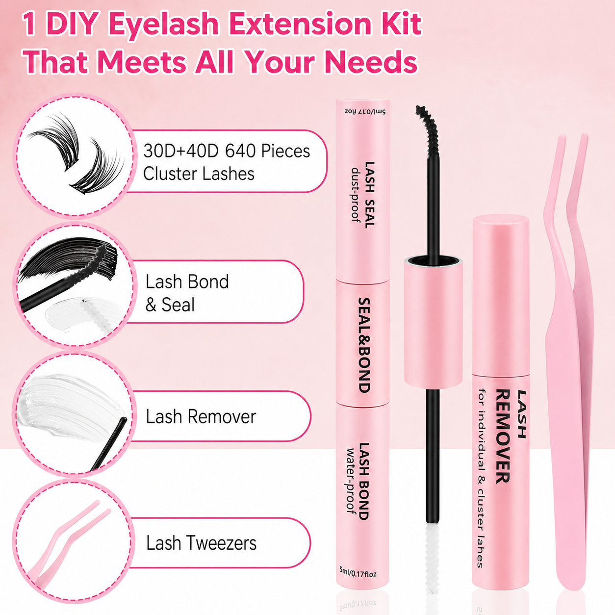 Natural Lash Clusters Kit,Wispy Individual Lashes for Daily Wear