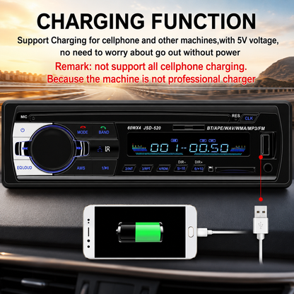 Car Radio Audio USB/SD/MP3 Player Receiver Bluetooth Hands-Free with Remote Control