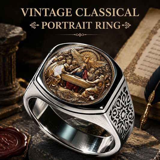 Vintage Classical Portrait Ring With Historical Graphic Artwork