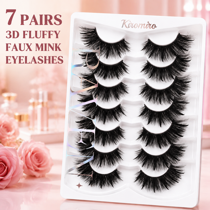 7-Pair Pack of 3D Fluffy Faux Eyelashes