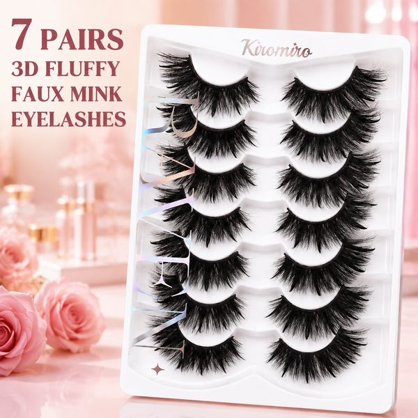 7-Pair Pack of 3D Fluffy Faux Eyelashes