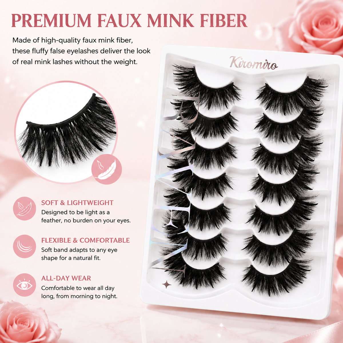 7-Pair Pack of 3D Fluffy Faux Eyelashes