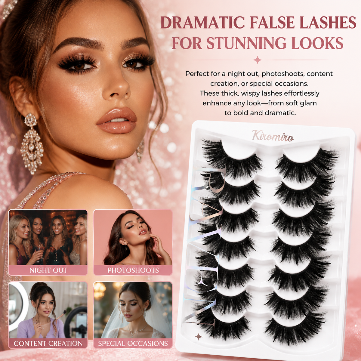 7-Pair Pack of 3D Fluffy Faux Eyelashes