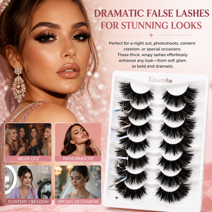 7-Pair Pack of 3D Fluffy Faux Eyelashes
