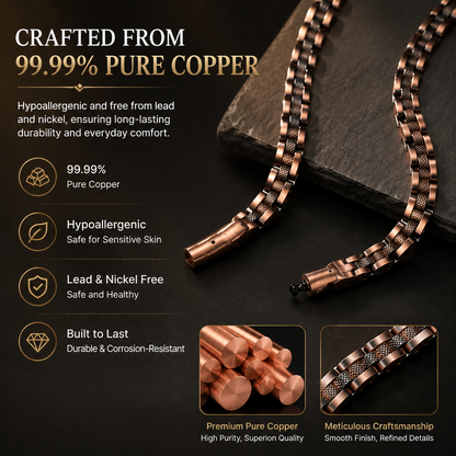 Pure Copper Statement Necklace for Men