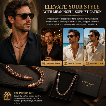 Pure Copper Statement Necklace for Men