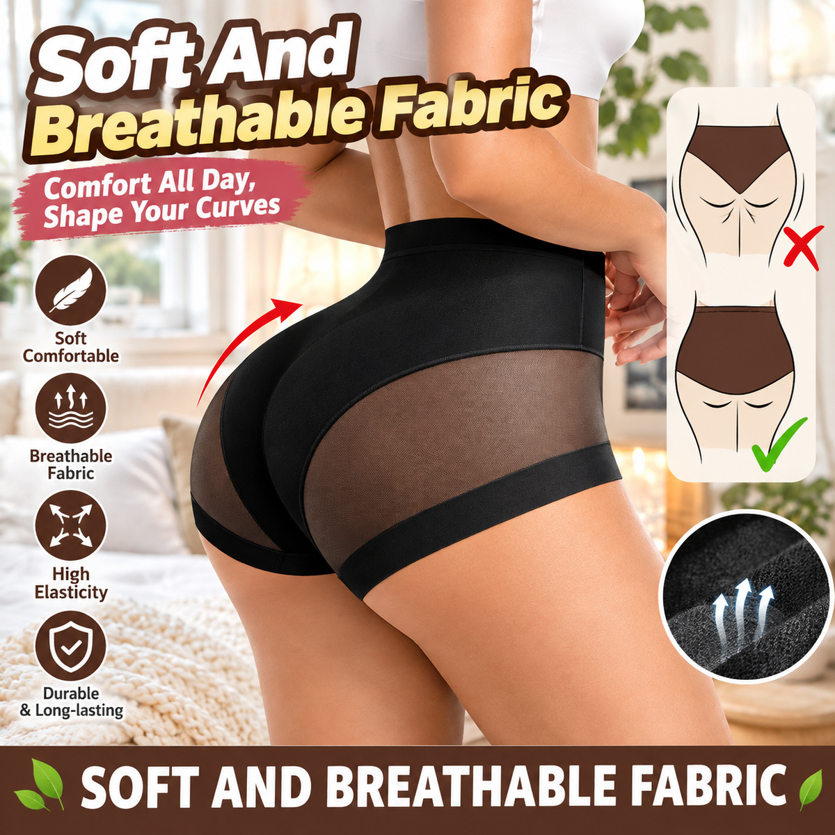 4Pcs Women's Knickers, Sporty Chic Style, High Waist Tummy Control