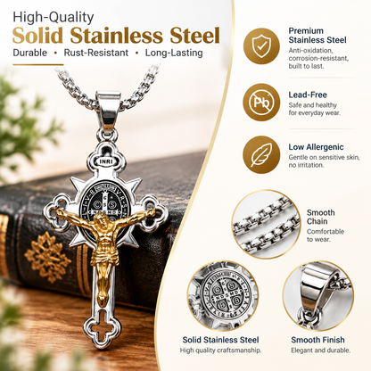 Saint Benedict Cross Pendant Necklace