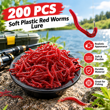 200PCS Soft plastic red earthworm lure
