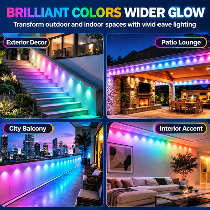 Outdoor Eave LED Strip Lights - Permanent Programmable RGB Changing LED
