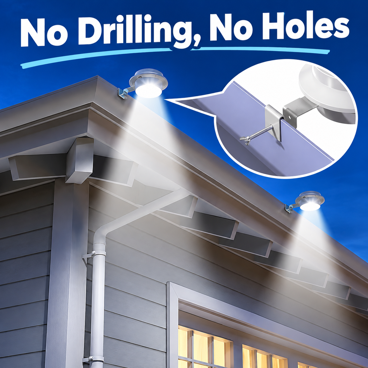 2PCS Solar Outdoor LED Gutter Lights