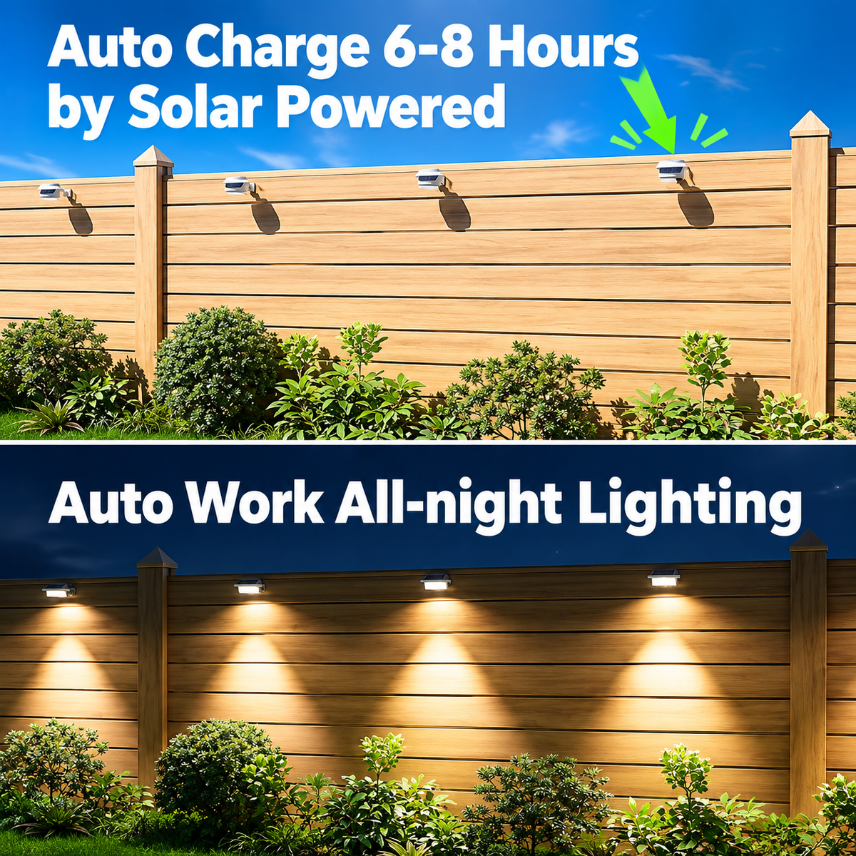 2PCS Solar Outdoor LED Gutter Lights