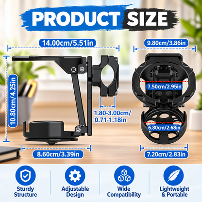 2PCS Bike Water Holder, Rotating Bottle Cage, Foldable Cup Mount Adjustable Folding Design