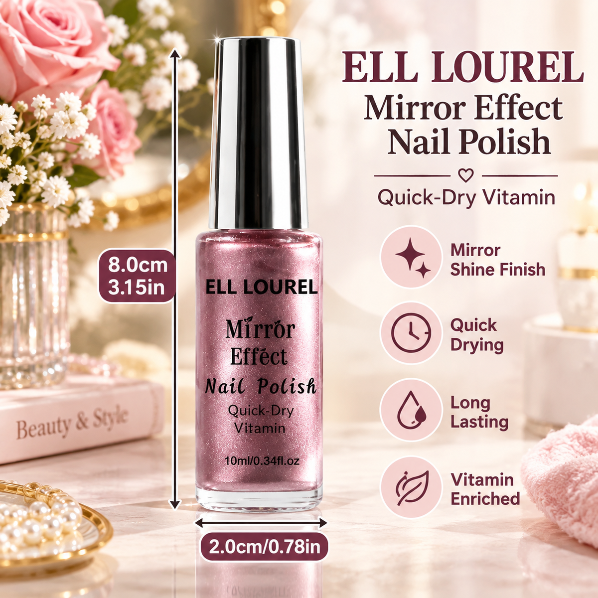 2PCS Rose gold mirror-effect nail polish