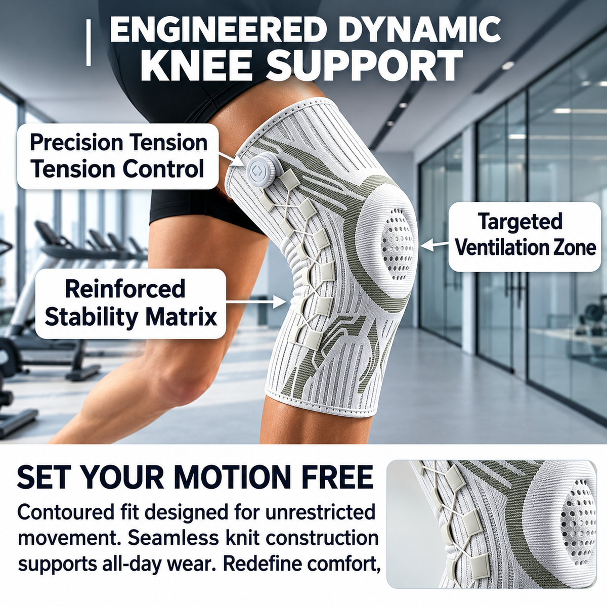 Adjustable Compression Knee Support – Knob Design + Patella